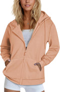 Womens Zip Up Hooded Sweatshirt Lightweight Fleece Lined - Cozy Fit