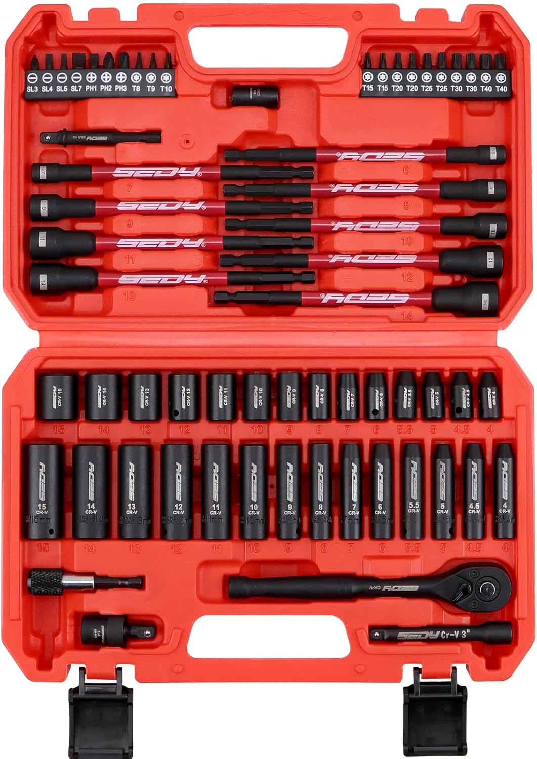 63-Piece Metric Socket Set for Impact and Nut Driver Tasks
