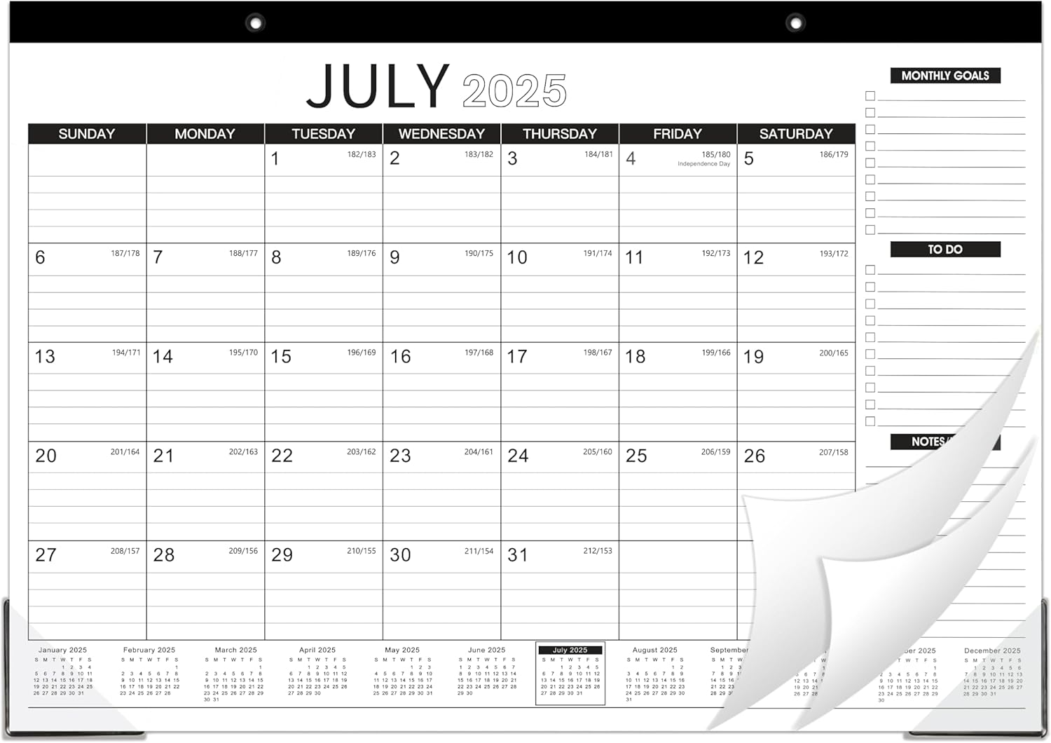 2025-2026 Desk Calendar: 18 Month Pad, 2-in-1 Desktop & Wall, Thick Paper