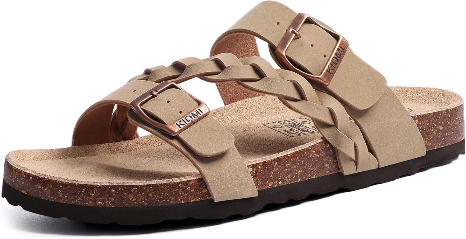 KIDMI Women's Cork Footbed Sandals with Arch Support for Summer