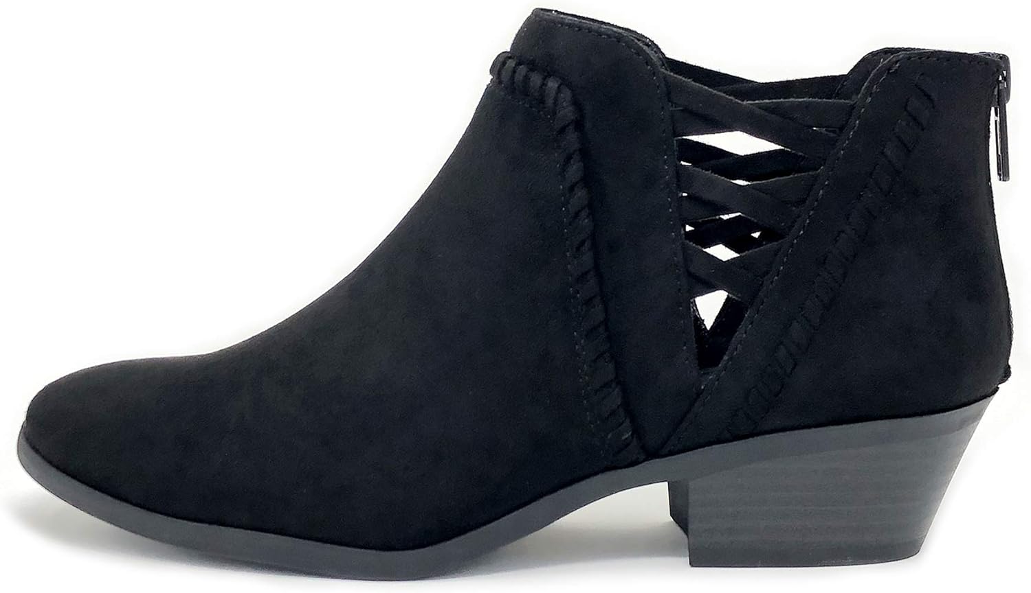 Soda Women's Low Ankle Heel Bootie with Elastic Cross Straps