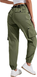 Women's Stretchy Cargo Pants High-Rise Joggers - Adjustable Waistband