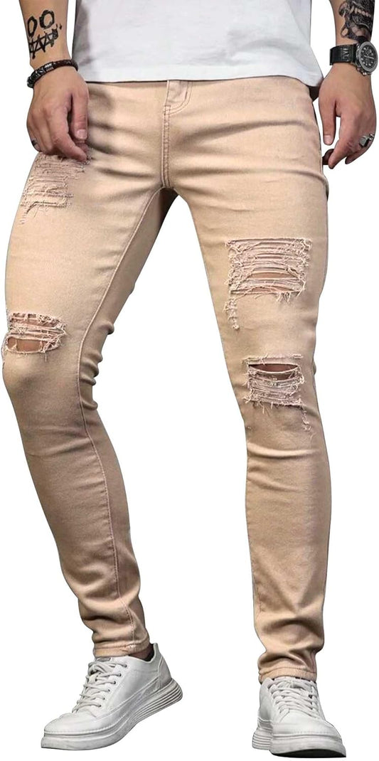HUNGSON Men's Blue Slim Fit Jeans for Stylish Casual Wear