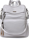 Gray Leather CLUCI Backpack Purse for Women - Convertible Large Carry