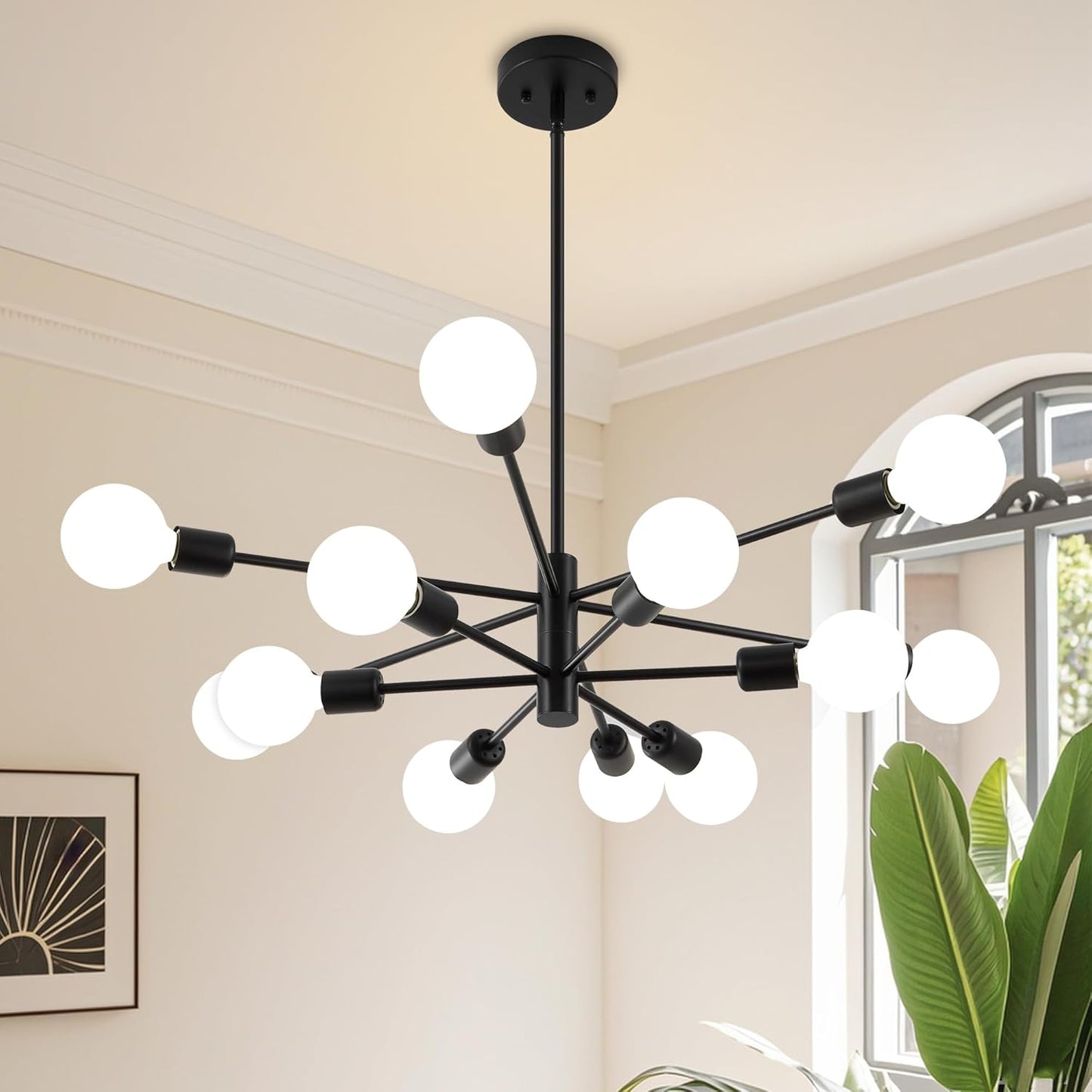 Sputnik Chandelier: Black Modern Mid Century Ceiling Lighting