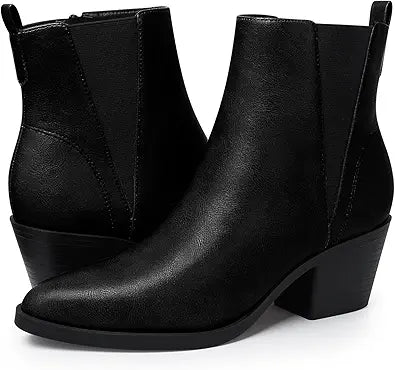 FAMITION Womens Ankle Boots Heel: Stylish Pointed Toe Booties