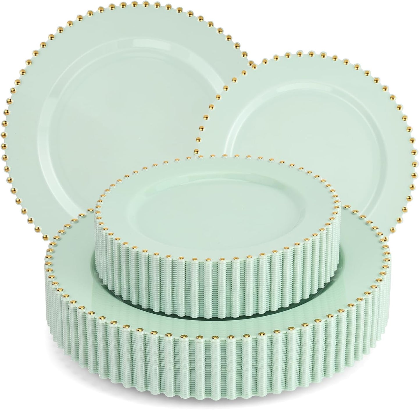 Elegant Green Plastic Plates with Gold Rim for Any Occasion