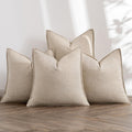 Beige Linen Pillow Covers Pack of 4 - Natural Throw Pillow Covers
