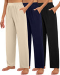 Huukeay Women's Wide Leg Lounge Pants - Flowy Cozy 3 Pack