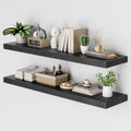 48W x 12D Long Floating Shelf Set of 2 - Deep Black Wall Shelves