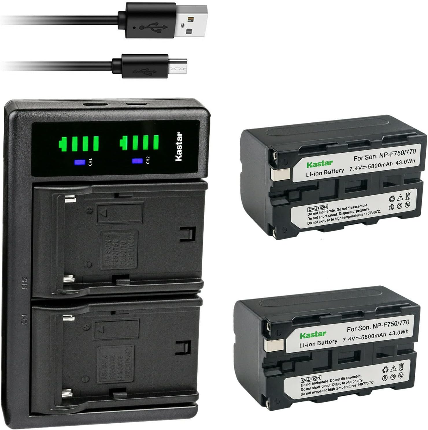 Kastar NP-F770 Battery 2-Pack with USB Charger for MixPre Series