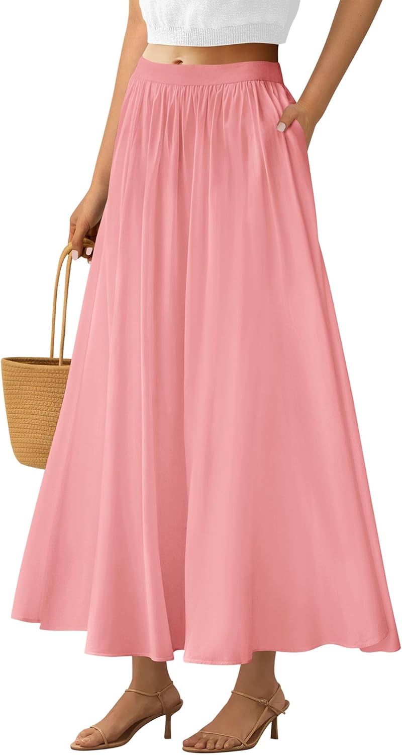 PRETTYGARDEN Women's Maxi Skirts for Summer with Pockets