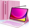 Keyboard Case for Samsung Galaxy Tab S9 Plus 12.4 in - Backlit Pink