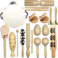 Musical Instruments Set 15PCS Natural Wooden Percussion - Fun for Kids