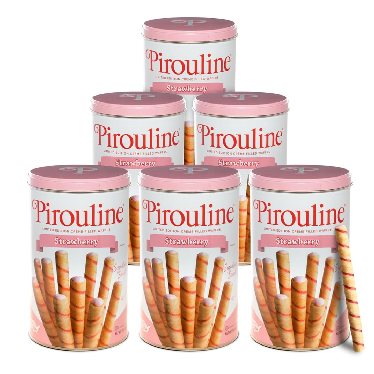 Pirouline Rolled Wafers Strawberry 14.1oz Tin for Snacks