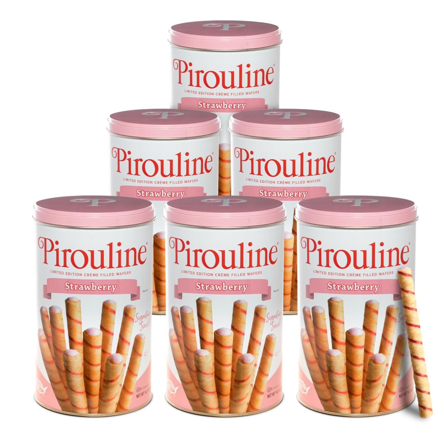 Pirouline Rolled Wafers Strawberry 14.1oz Tin for Snacks