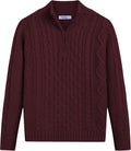 Arshiner Boy's Cable Knitted Sweater Half Zip Lightweight Casual Boys