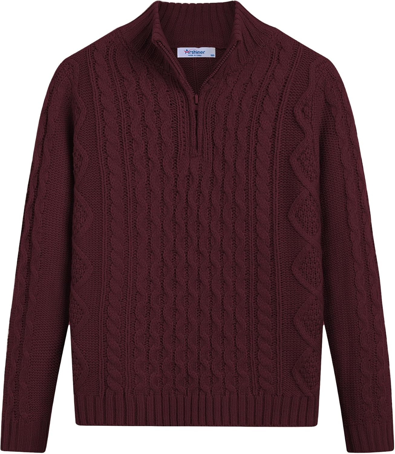 Arshiner Boy's Cable Knitted Sweater Half Zip for Kids 3-12