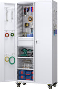 Metal Storage Cabinet with Wheels and Drawer - Rolling Tool Cabinet