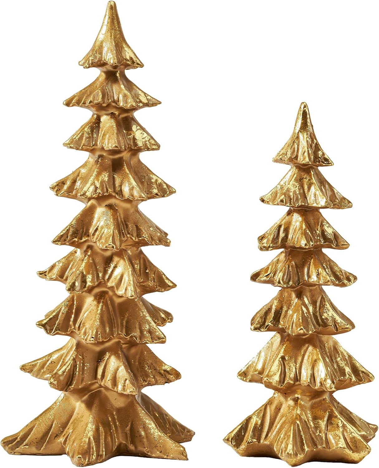 DN DECONATION Gold Christmas Tree Figurines for Elegant Decor