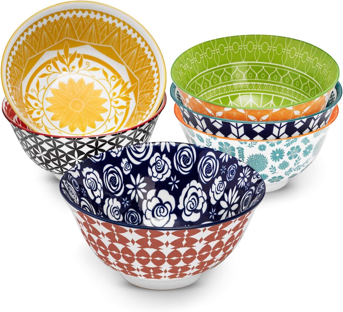 Colorful Porcelain Cereal Bowls Set of 6 for Every Meal