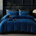 Navy Blue Velvet Duvet Cover Queen Size - Soft Textured Luxury