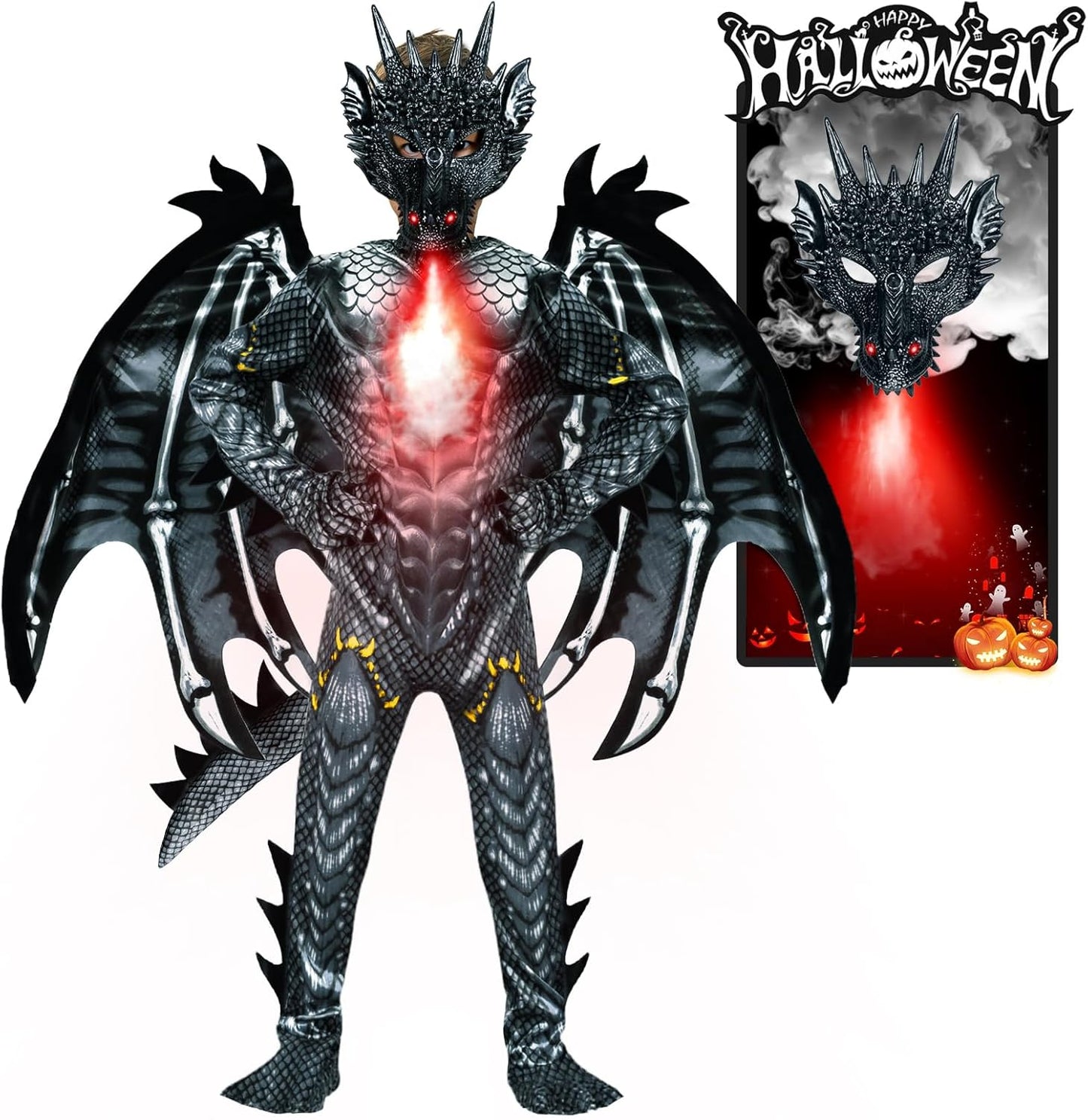 Scary Goblin Dragon Costume for Kids - Full Body Jumpsuit