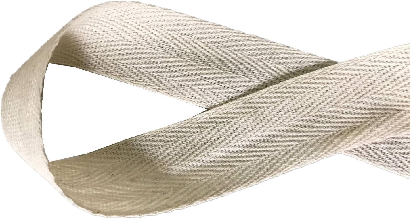 QIANF Twill Tape Ribbon 100% Cotton Herringbone 50 Yards