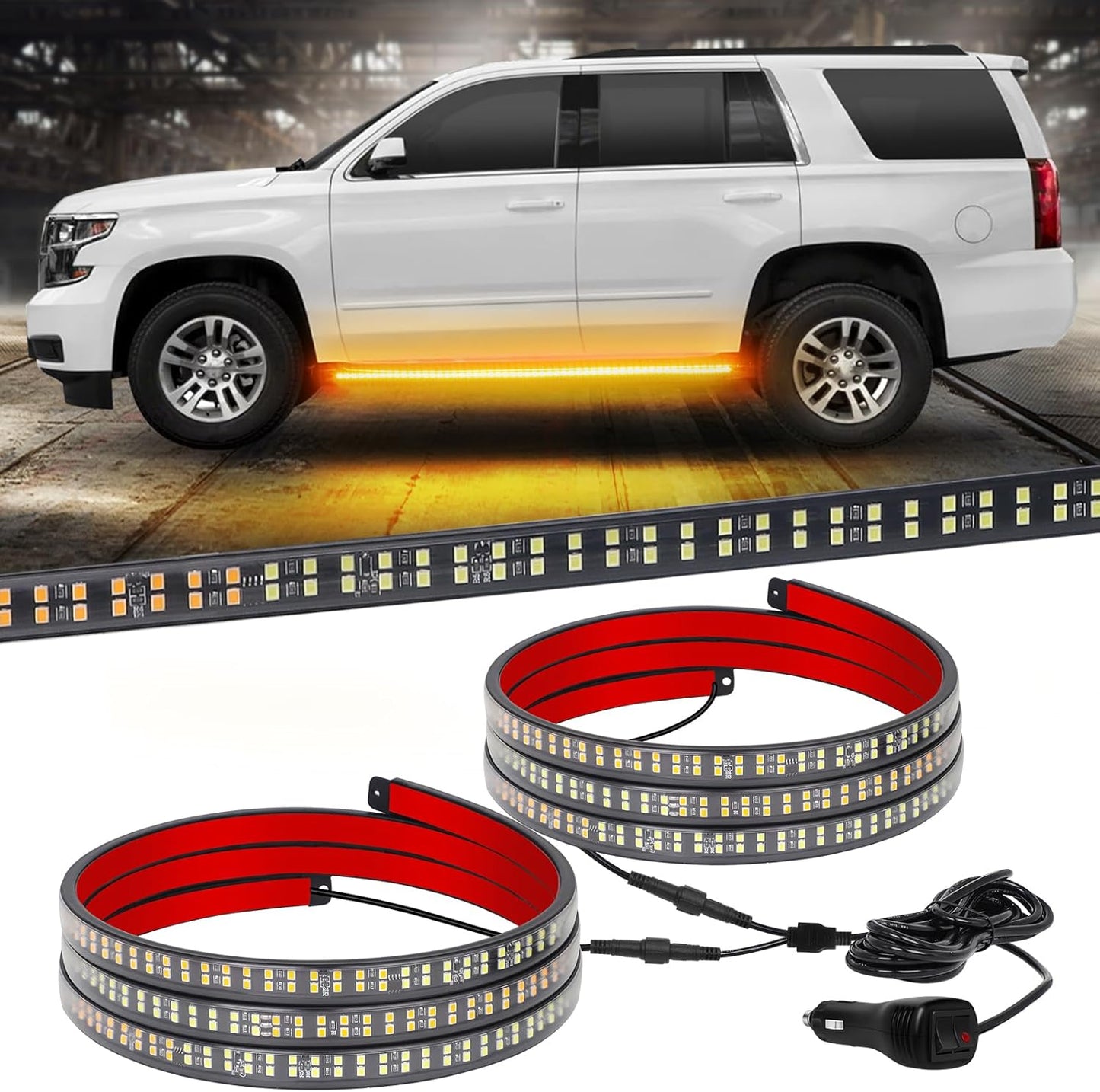 XRIDONSEN 2PCS 60 inch Amber Strobe Lights for Safety Vehicles