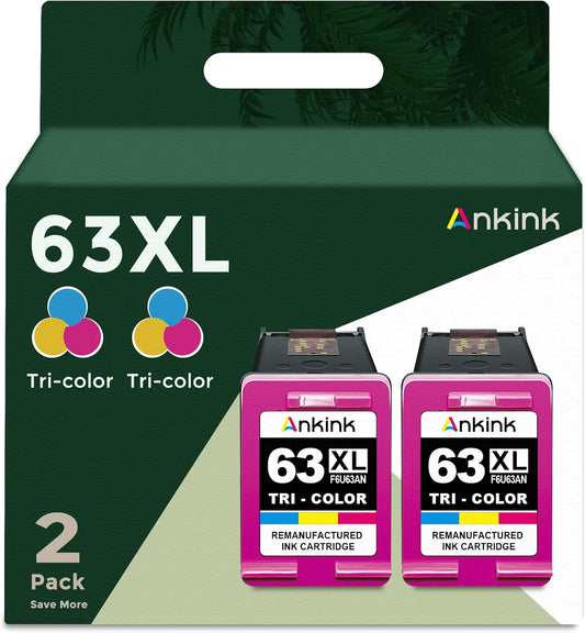 63XL Ink Cartridges Replacement for HP Printers - 2-Pack