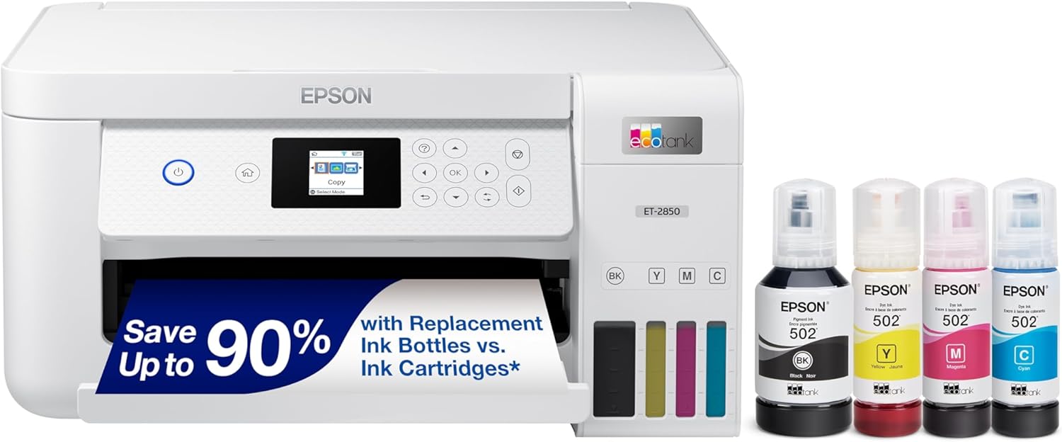 Epson EcoTank ET-2850: Wireless Color All-in-One Printer
