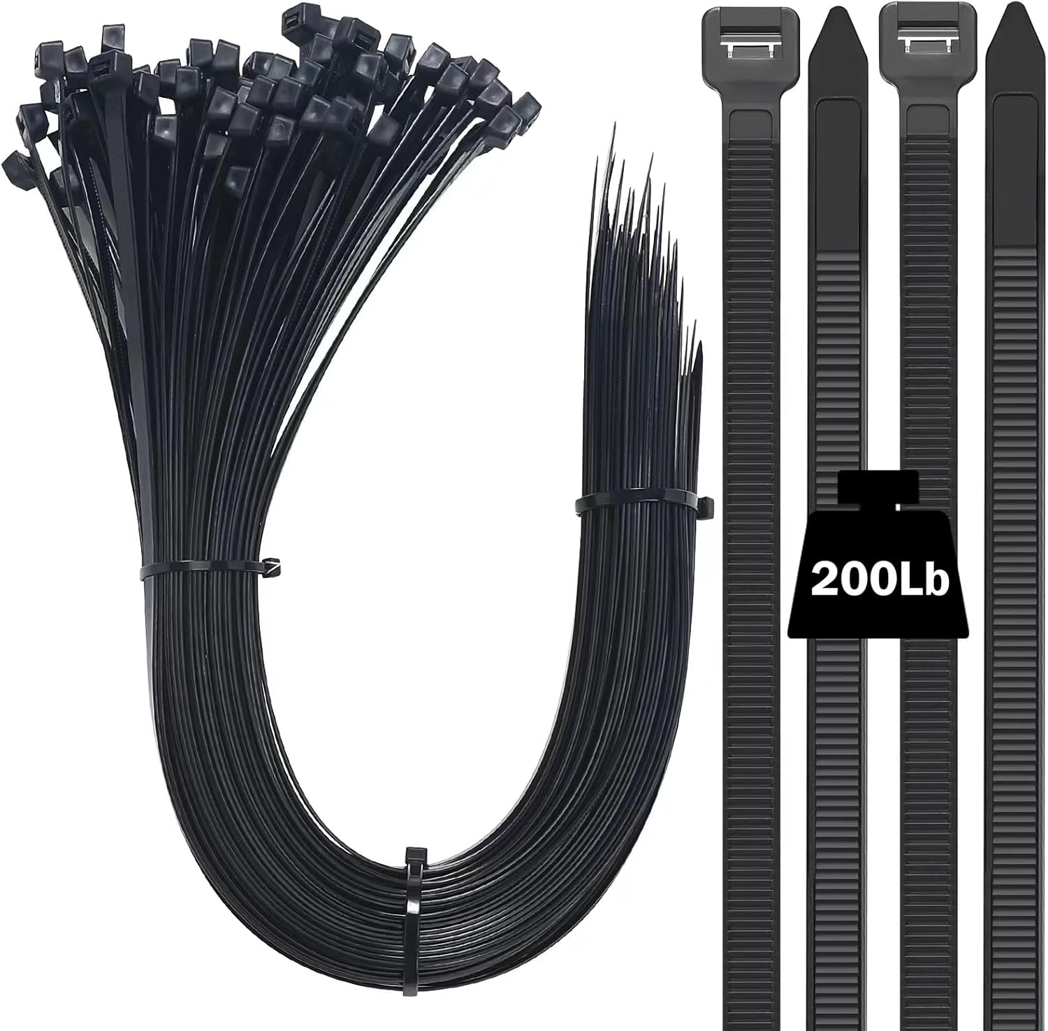 100-Pack 23 Heavy Duty Zip Ties - Strong 200lbs Strength - Indoor/Outdoor Use