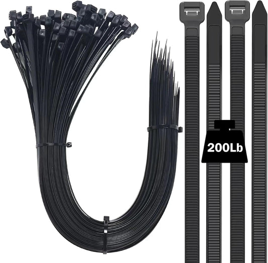100-Pack 23 Heavy Duty Zip Ties - Strong 200lbs Strength - Indoor/Outdoor Use