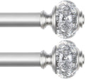 2 Pack Silver Curtain Rods 32 to 58 in Telescoping Splicing - Clear