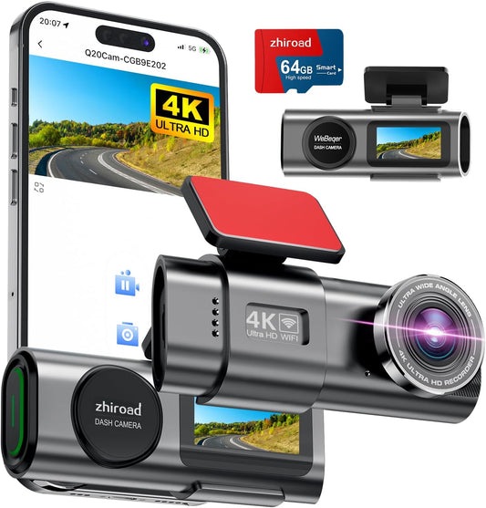 4K WiFi Dash Cam: 170 Wide Angle, Night Vision