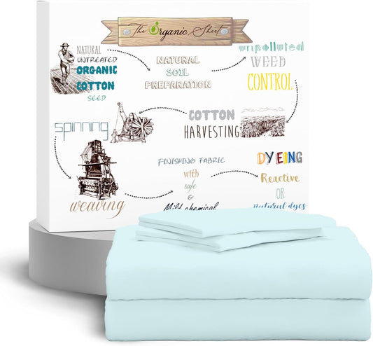 100% Organic Cotton Percale King Sheet Set by SUPREME ELEGANCE