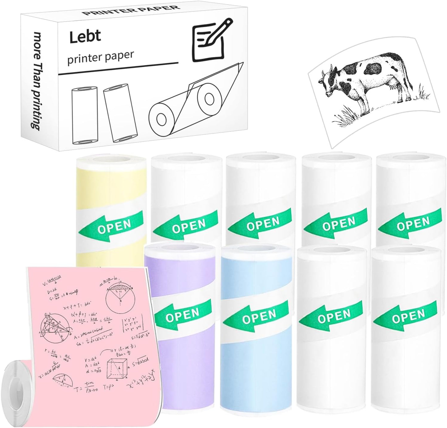 Inkless Sticker Printer Paper | 10 Rolls for Kids Camera | Lebt Quality