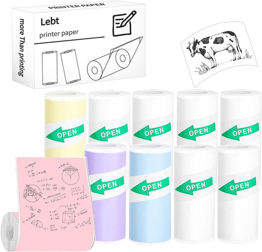 Inkless Sticker Printer Paper | 10 Rolls for Kids Camera | Lebt Quality