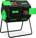 Compost Tumbler Dual Chamber 45 Gallon Rotating Composter - Fast, Easy