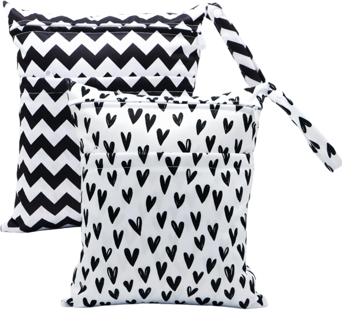 Asenappy Wet Dry Bag: Reusable & Waterproof with Dual Pockets - Black Heart
