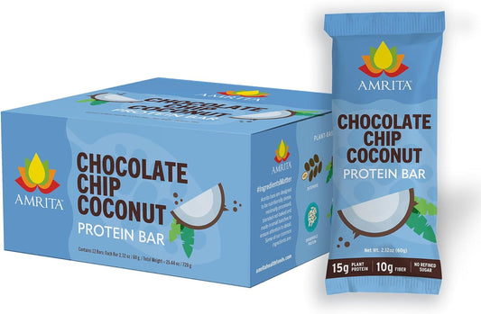 Amrita Chocolate Chip Coconut Protein Bars - Plant-Powered Energy Boost