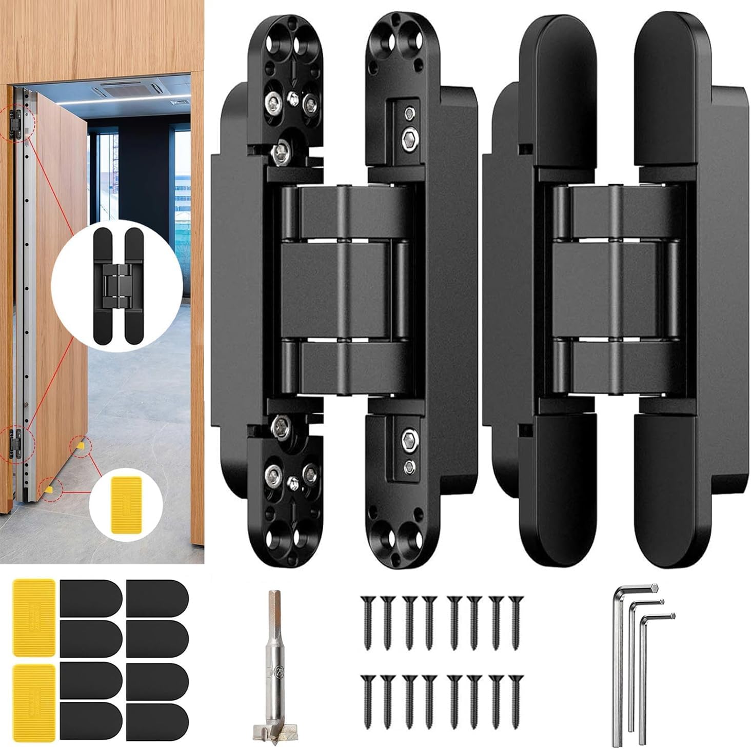 7 Inch Hidden Door Hinge for Invisible Doors - Pack of 2