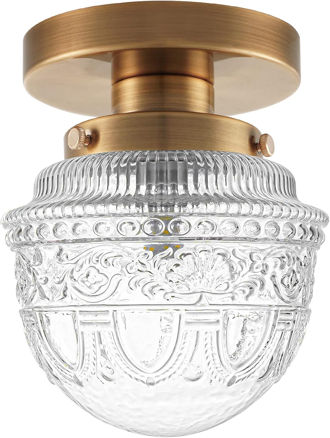 Brass Semi Flush Mount Ceiling Light for Vintage Home Decor