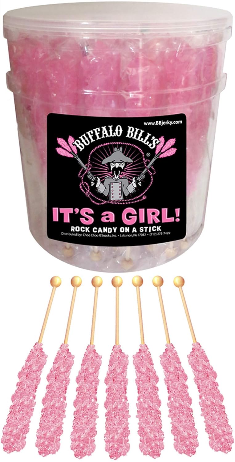 Its A Girl Light Pink Rock Candy Sticks for Baby Celebrations