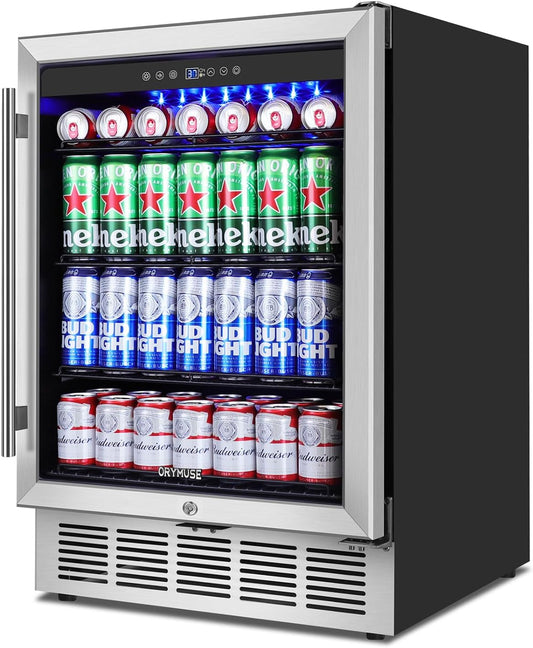 24 Beverage Refrigerator with Lock for 180 Cans - Efficient Cooling