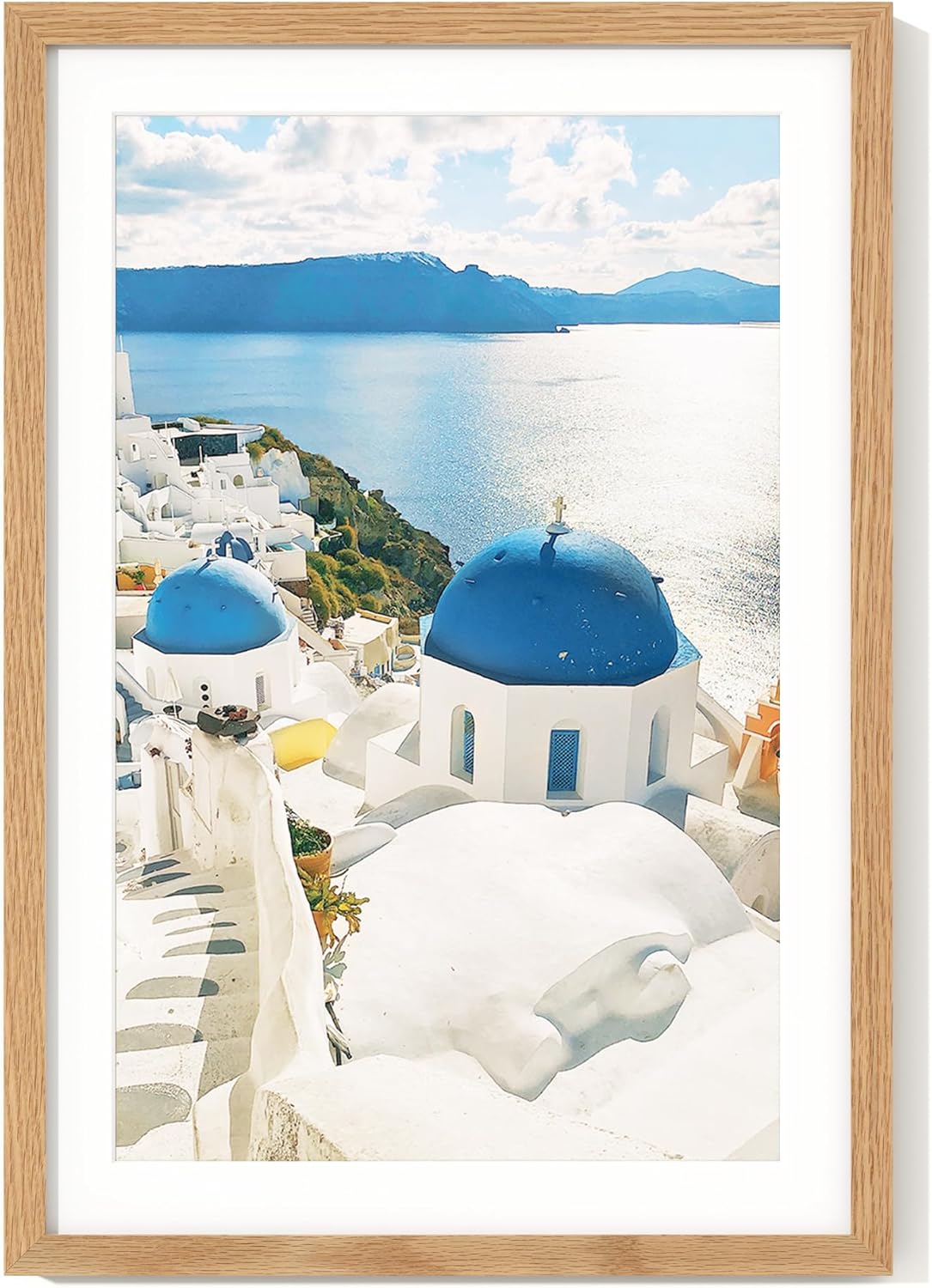 Solid Oak Wood 13x19 Picture Frame with Mat for 11x17 Photos