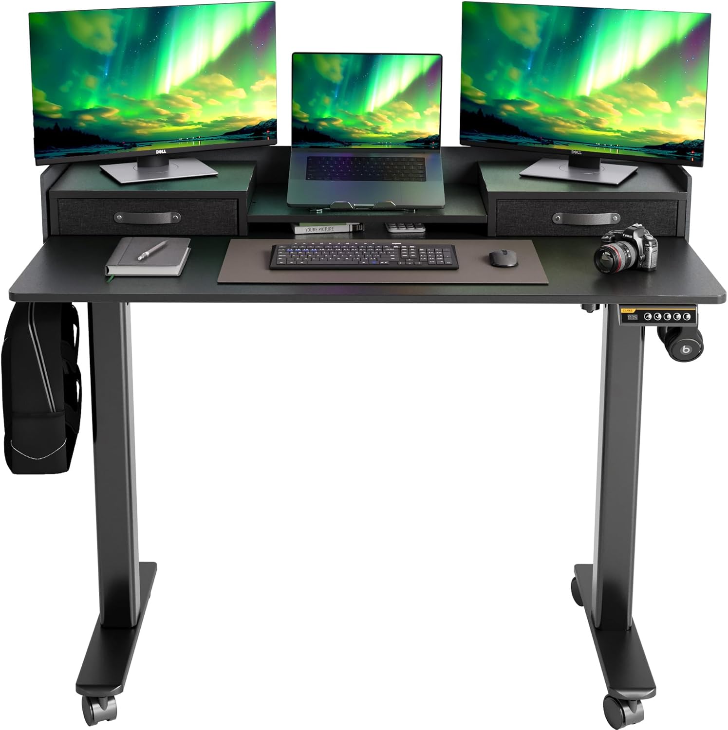 Claiks Adjustable Height Standing Desk with Storage and Drawers