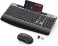 Ergonomic Wireless Keyboard and Mouse Set Grey - Quiet Full-Size Combo