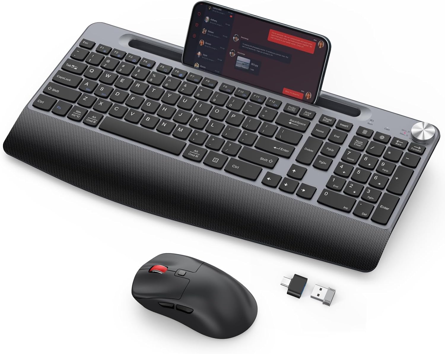 Ergonomic Wireless Keyboard and Mouse Combo with Wrist Rest