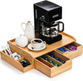 Bamboo Drawer Organizer for Coffee Pod and Tea Bag Storage - Compact